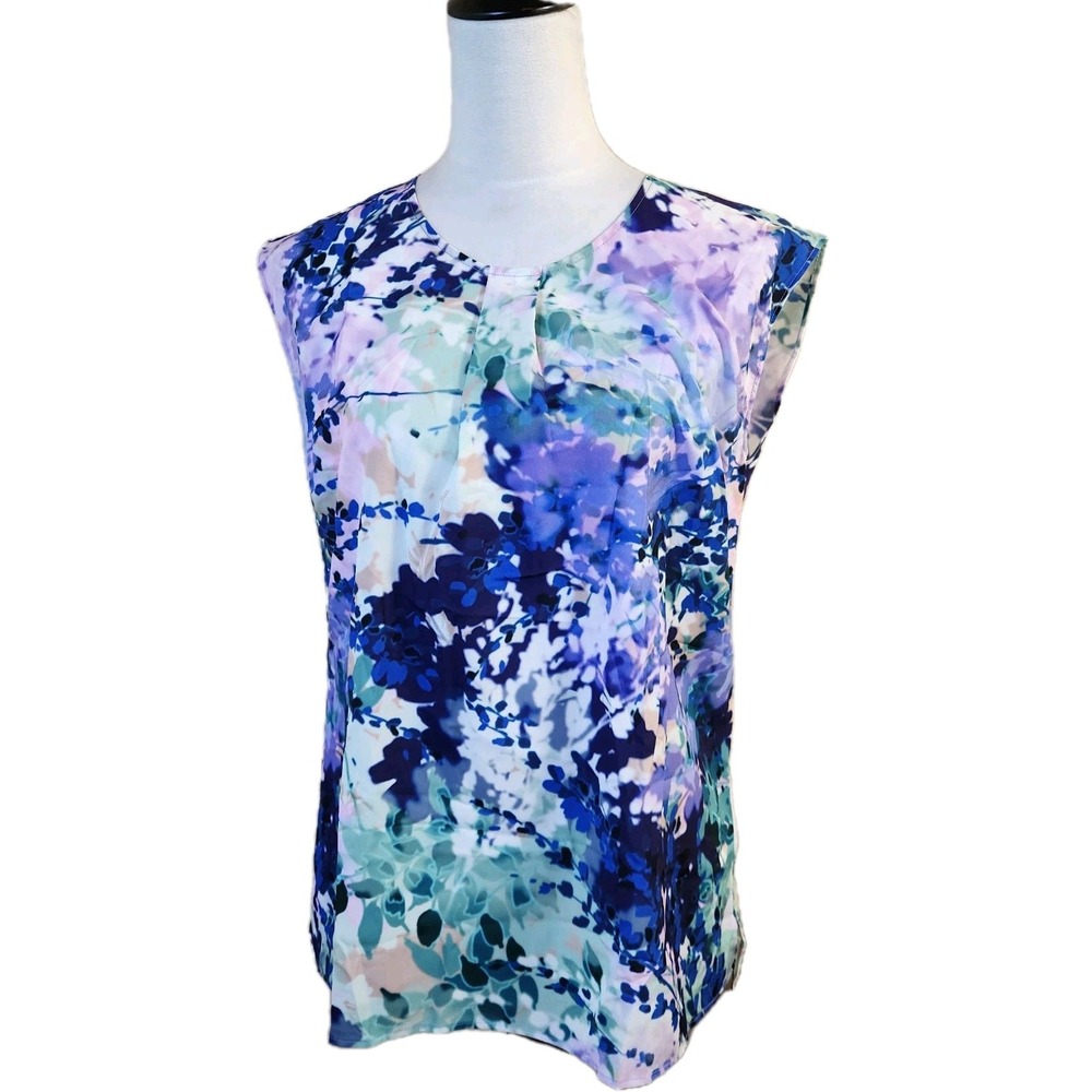 Talbots NWT Floral Button Back Sleeveless Blouse Womens Size 6 Spring Easter Top